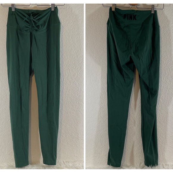 PINK Victoria's Secret Pants - PINK VICTORIA’S SECRET High Waist Full Length Ruched V Legging Green Size Small